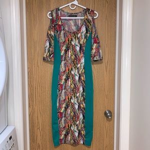 COOGI Small Colorful Sleeve Dress Crew Neck